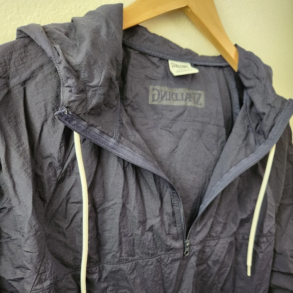 Spalding Women's Retro Popover Hoodie Sportswear Athleisure Navy Blue Size Large